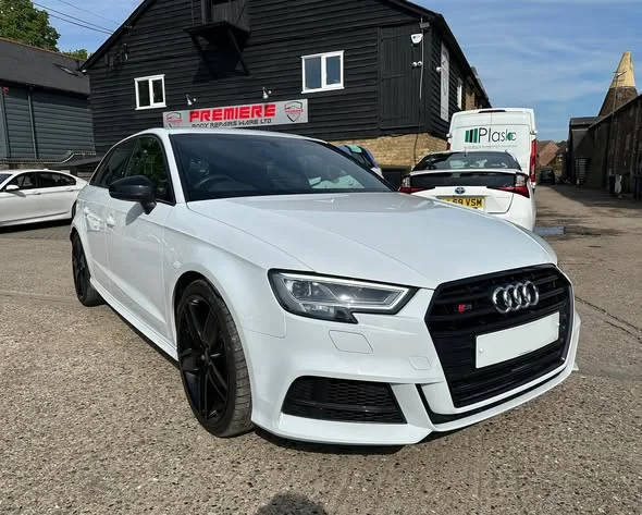 White Audi S3 after repair